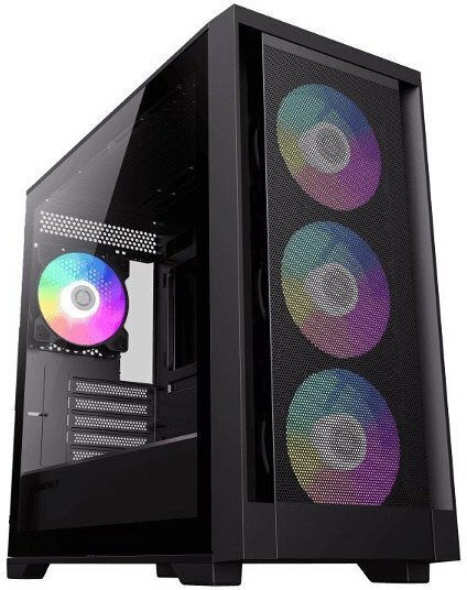 GameMax Defender Mesh Gaming Mini Tower Computer Case with Side Window and RGB Lighting Black