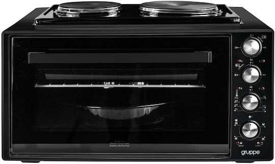 Gruppe Electric Countertop Oven 50lt with 2 Burners and Air Black