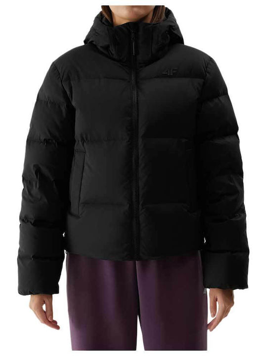 4F Women's Short Puffer Jacket for Winter Black