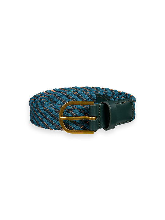 Scotch & Soda Men's Knitted Leather Belt Blue