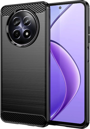 Techsuit Carbon Umschlag Rückseite Silikon Schwarz (Realme 12 / 12x)