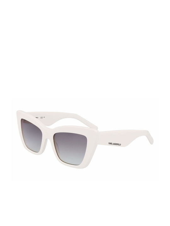Karl Lagerfeld Sonnenbrillen mit Weiß Rahmen und Gray Verlaufsfarbe Linse