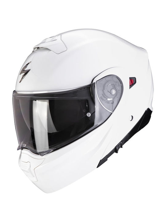 Scorpion Exo 930 Solid White Κράνος Μηχανής Flip-Up με Sunvisor