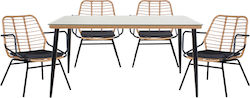 Set Dining Room with Pillows 5pcs Natural-black 200-000753