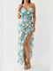 Annie Petrol Floral Maxi Dress with Ruffles