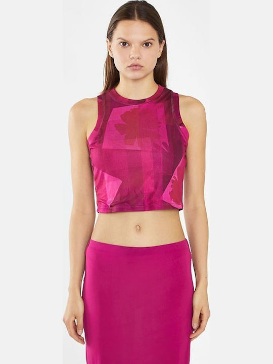 Damen Sport Crop Top Fuchsie