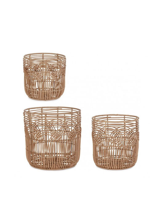 Set of Decorative Baskets Straw 40x40x40cm 3pcs Bizzotto