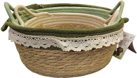 JK Home Decoration Σετ Διακοσμητικά Καλάθια Ψάθινα Μπεζ 29x29x13εκ. 3τμχ