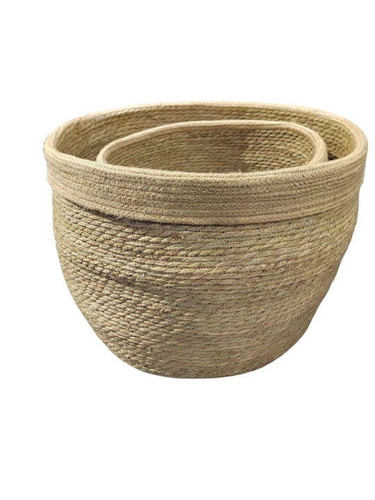 JK Home Decoration Σετ Διακοσμητικά Καλάθια Ψάθινα Μπεζ 52x52x35εκ. 2τμχ