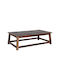 Rectangular Central Coffee Table Wooden Tabac Brown M120xL70xH38cm