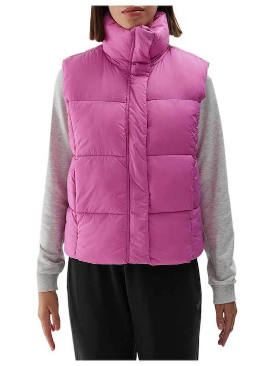 4F Women's Short Puffer Jacket for Spring or Autumn Pink