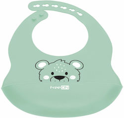FreeOn Bib Silicone with Button & Pocket Green for 6 m+