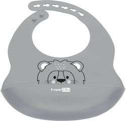 FreeOn Bib Silicone with Button & Pocket Grey for 6 m+