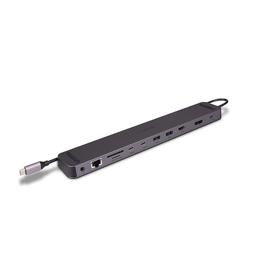 Lindy DST-Mini XT 810 USB-C Docking Station with HDMI/DisplayPort 4K PD Ethernet Silver
