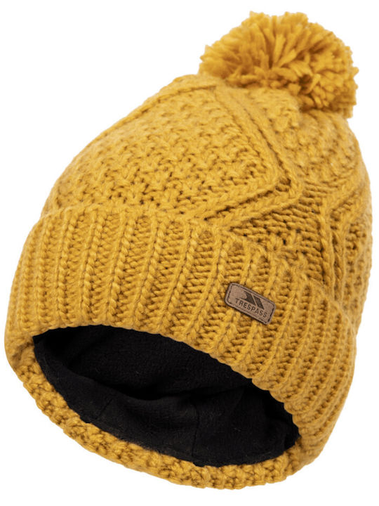 Trespass Pom Pom Beanie Γυναικείος Σκούφος Πλεκτός σε Κίτρινο χρώμα