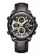 Naviforce Мъжки часовник 46mm Хронограф На батерия с Кожена каишка Кафяв/Черен