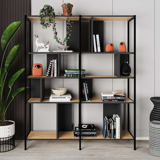 Βιβλιοθήκη Maxi Sapphire Oak - Silky Black 144x35x175εκ.