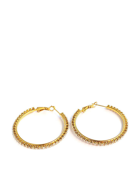 Click To Enlarge Mylovly Loop Earrings Rhinestone Circle Gold