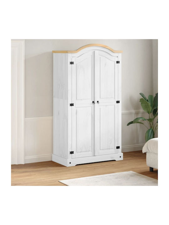 Double Door Wardrobe Corona White 102x52x186cm