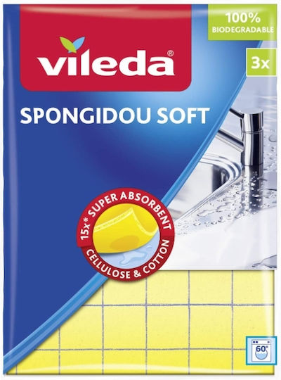 Vileda Cloth Σπογγοπετσέτες Γενικής Χρήσης Μπεζ 3τμχ