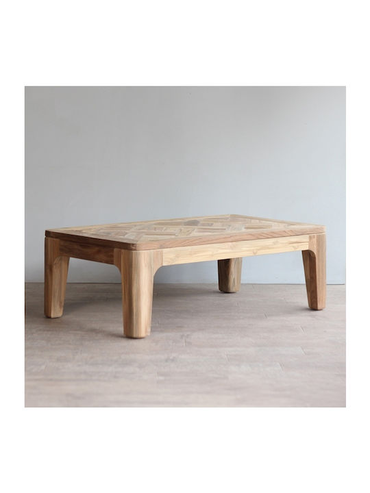 Square Coffee Table made of Solid Wood Natural L120xW60xH40cm