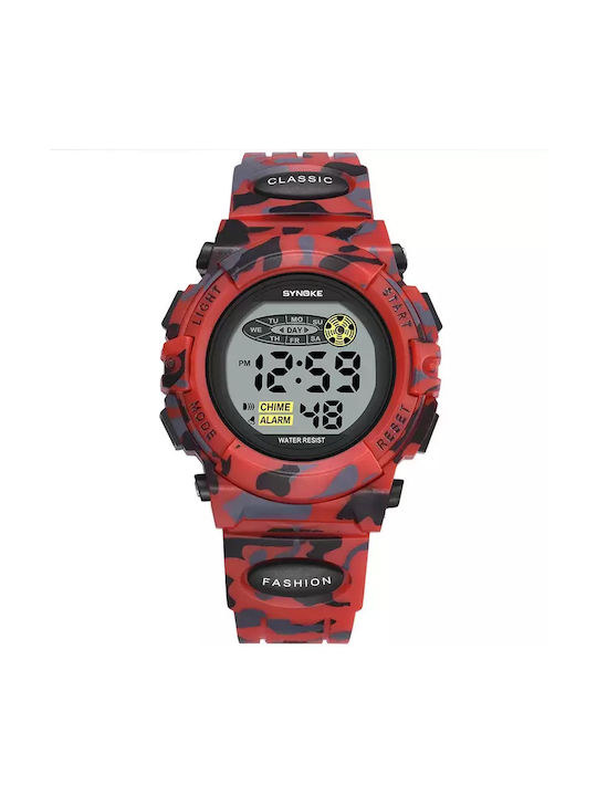 Synoke Kids Digital Watch with Rubber/Plastic Strap Red