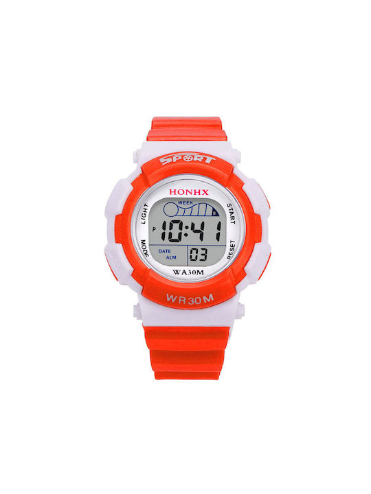 Honhx Kids Digital Watch with Rubber/Plastic Strap Orange