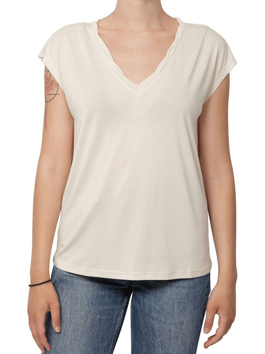 Only Women's Blouse with V Neckline cream