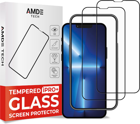 Amdetech Sticlă Tempered Glass 3D 2 Bucăți (iPhone 17e / 16e / 14 / 13 / 13 Pro)