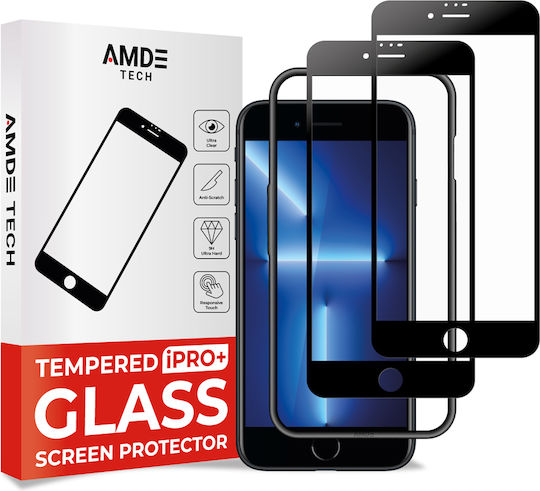 Amdetech 3D Закалено стъкло 2бр (iPhone SE 2022 / 2020 / 8 / 7 - iPhone SE 2022 / 2020 / 8 / 7)