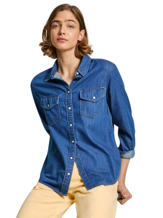 Pepe Jeans Women's Long Sleeve Shirt Blue