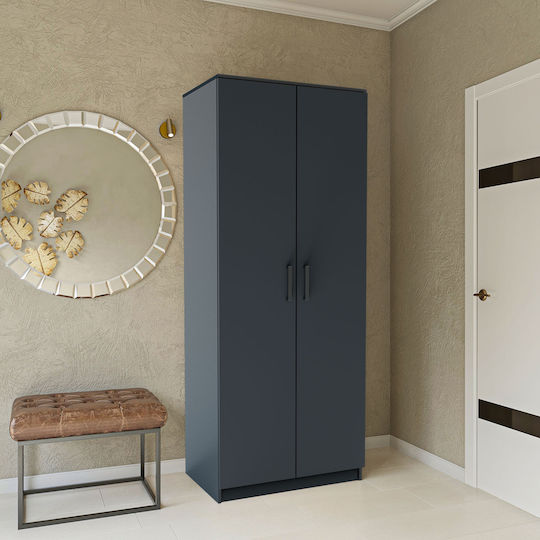 Double Door Wardrobe Simple Graphite 80x52x205cm