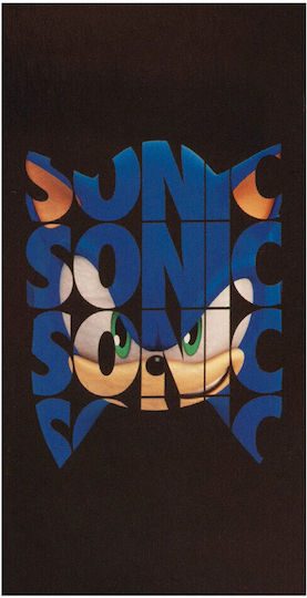 Sega Sonic The Hedgehog Παιδική Πετσέτα Θαλάσσης Μαύρη 140x70εκ.