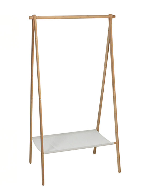 Zaros Κρεμάστρα Δαπέδου από Ξύλο Μπεζ 86x155cm