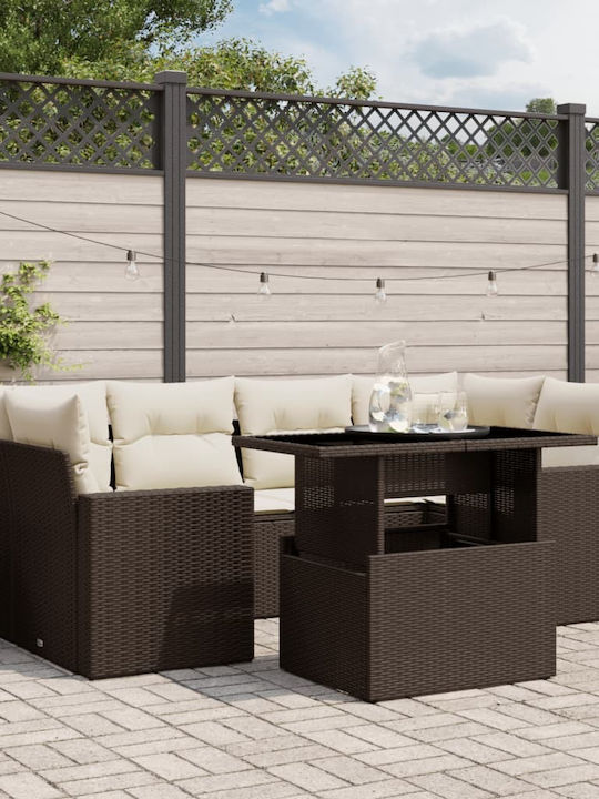 Garten- und Outdoor-Möbelsets 7 Stück Braune mi...