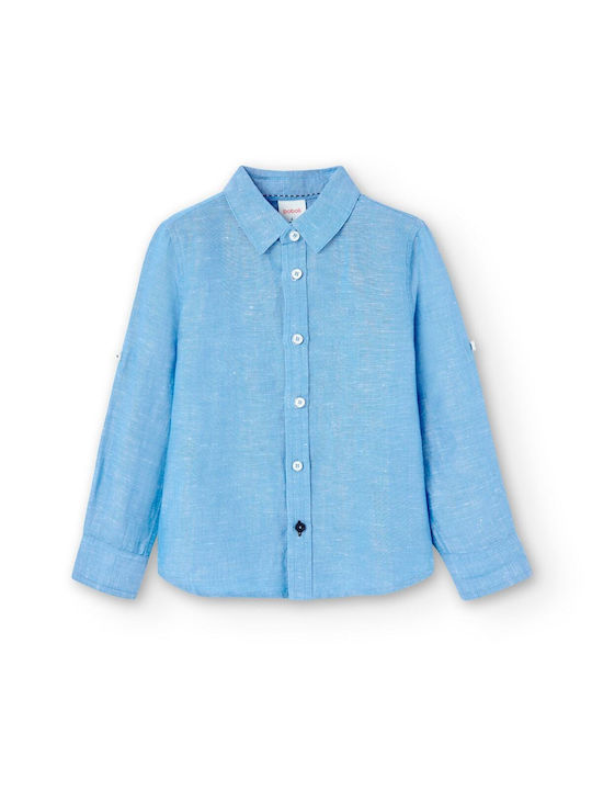 Boboli Kids Linen Shirt Blue