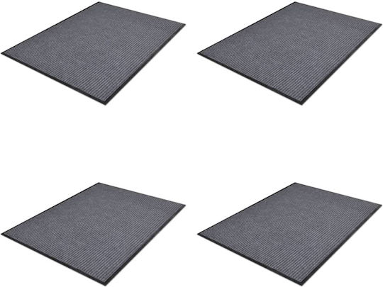 vidaXL Fußmatten Teppich mit rutschfester Unterlage Gray 60x90cm 4Stück