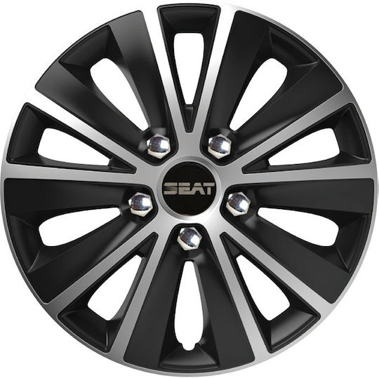Capace De Roți Auto Versaco Rapide Nc Negru Crom Argintiu Prezoane 15 Compatibilitate Scaun 4 Bucăți