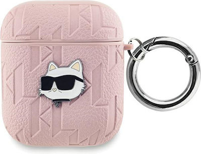 Karl Lagerfeld Case Silicone with Hook in Pink color for Apple AirPods 1 / AirPods 2