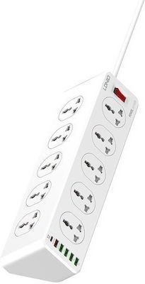 Ldnio Bandă de alimentare Securitate 10 Prize cu 6 USB-A, Comutator și Cablu 2m