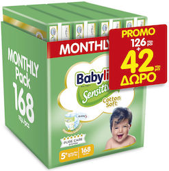 Babylino Ανοιχτές Πάνες Sensitive Μηνιαίο Πακέτο No5+ (12-17kg) Babylino (126τεμ) +42τεμ Δώρο