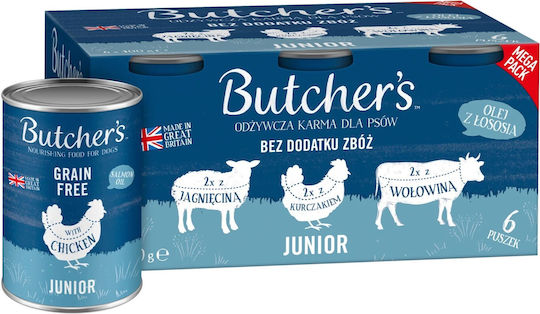 Butcher's Pet Care Original Wet Food for Puppies in Cans with Chicken Grain-Free & Gluten-Free 6x400gr