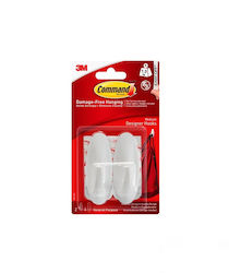 3M Command Plastic Hanger Kitchen Hook with Sticker White 2pcs 17081