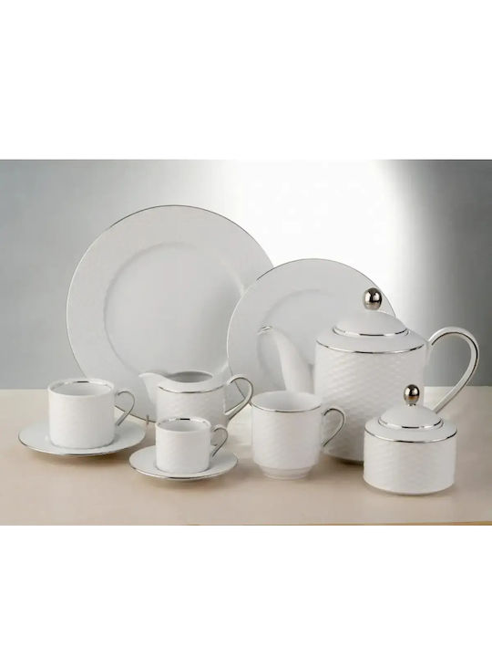 24home.gr Tea Set Porcelain White 9pcs