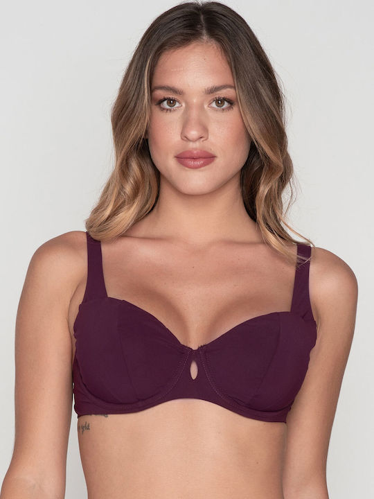 Blaues Sense Bikini-Oberteil ohne Polsterung Große Größen Aubergine Damen Luna Splendida 52602