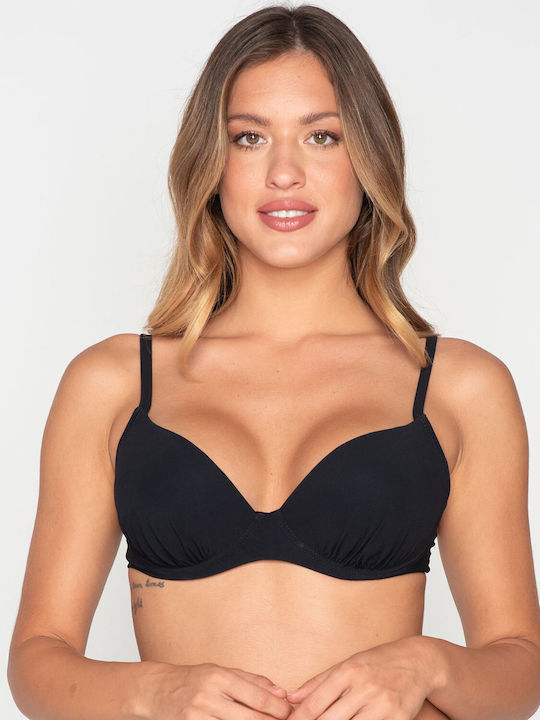 Bikini Top Sense albastru cu suport ușor pentru femei negru Luna Splendida 52223