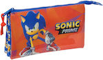 Sonic Fabric Blue Pencil Case with 2 Compartments