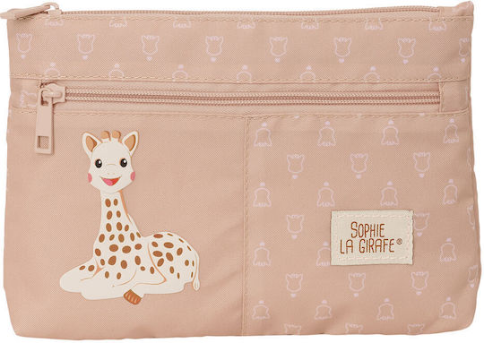 Sophie La Girafe Pencil Case with 2 Compartments Beige