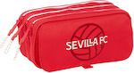 Sevilla Fútbol Club Fabric Red Pencil Case with 2 Compartments