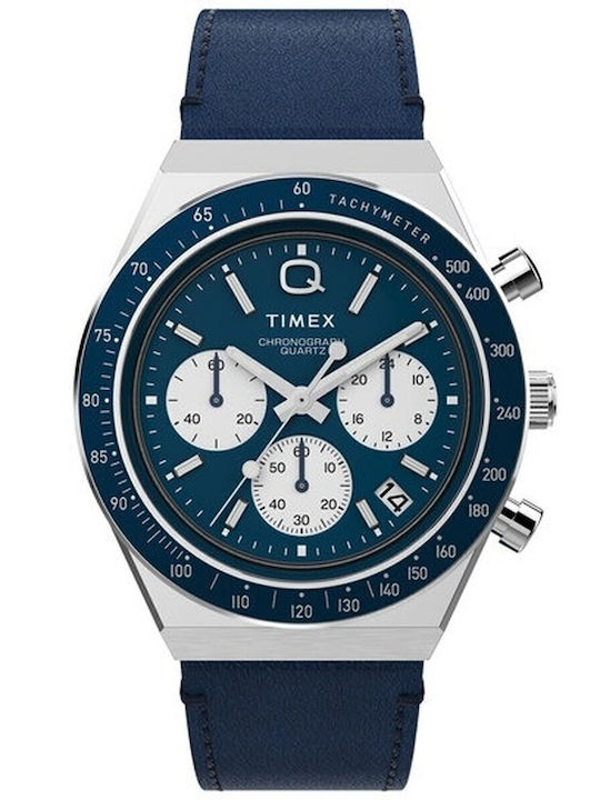 Timex Ceas Barbati 40mm Cronograf Baterie cu Curea Din Piele Albastră